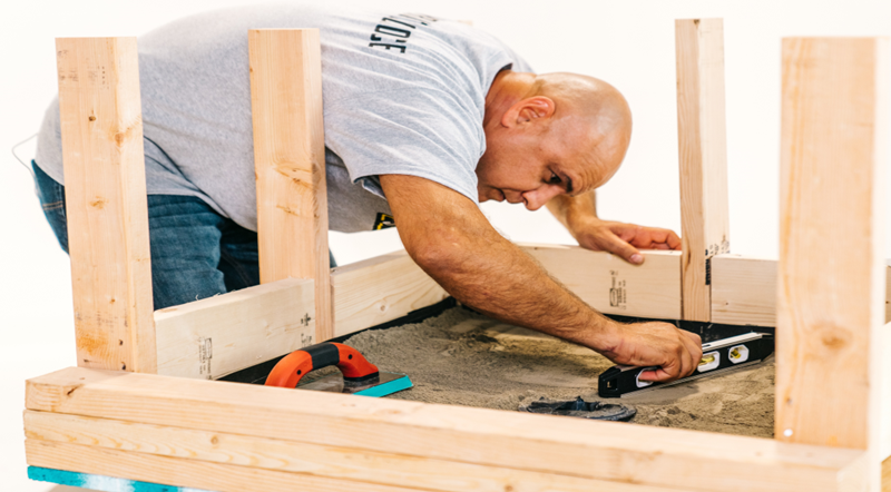 leveling dry pack shower pan