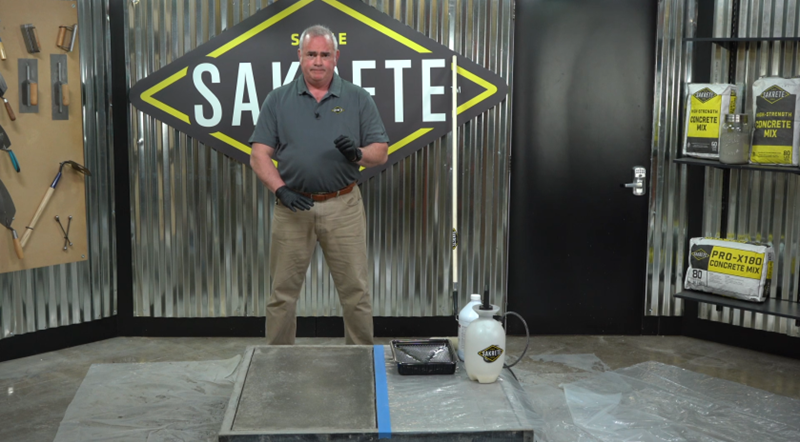 Sakrete employee curing concrete