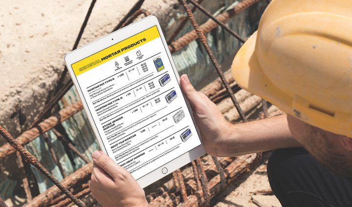 construction worker with mortal products