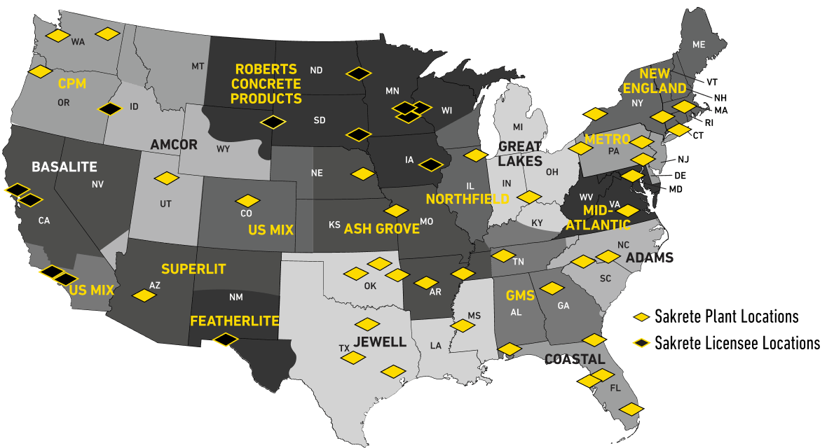 Sakrete for Dealers Map
